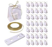 FREEBLOSS 50Pcs Mug Boxes for Gift with 1 Roll Ribbon Gift Boxes for Sublimation Coffee Cups Wrapping Box White Foldable Boxes with Built-In Handle