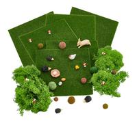 FREEBLOSS 54Pcs Fake Moss & Artificial Grass Set Miniature Fairy Garden Accessories Kit Tiny Green Mat for Dollhouse Decoration Mini Moss Flooring for Plant House & Terrarium 6 * 6 Inch