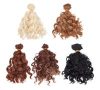FREEBLOSS 5Pcs DIY Doll Hair Wefts 5 Colors Doll Wig Mini Wool Curls Hair for Rerooting Dolls Making Arts Supplies, 1M/Color, Age 14+