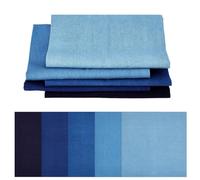 FREEBLOSS 5Pcs Sashiko Fabric Blue Sashiko Mending Kit Patchwork 100% Cotton Quilt Fabric Pre-Cut Cloth for Sewing Quilting Supplies Fabrics Squares 20x20inches/50x50cm