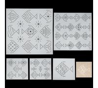 FREEBLOSS 5pcs Sashiko Stencils Fish Pattern Sashiko PET Templates Geometric Embroidery Patterns 3 Sizes Drawing Line Template for Coasters Tea Mat Quilting Sewing Supplies