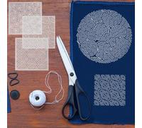 FREEBLOSS 5pcs Sashiko Stencils Round Pattern Sashiko PET Templates Japanese Embroidery Patterns 3 Sizes Drawing Line Template for Coasters Tea Mat Quilting Sewing Supplies