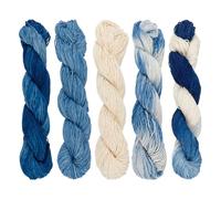 FREEBLOSS 5Pcs Sashiko Thread Sashiko Kit Sashiko Skein Natural Plant Blue Dyed Sashiko Cotton Embroidery Thread Japanese Quilting & Embroidery Sashiko Kit Supplies 110 Yards*5 Colors