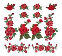 FREEBLOSS 6 Pairs 3D Rose Flower Embroidered Patches Sew on Embroidered Applique Flower Patches 5 Styles Beautiful Floral Patch for Clothes Jeans Jackets DIY Decoration 3.2"~11"