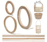 FREEBLOSS 6 Rolls Bamboo Strips for Weaving 9.8ft Wicker Repair Kit 3 Sizes Bamboo Strips for Basket Making DIY Crafts, 0.4cm/1cm/1.5cm Width