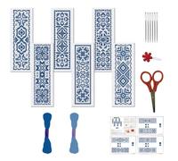 FREEBLOSS 6 Set Bohemian Pattern Cross Stitch Bookmark Kit Stamped Cross Stitch Kits for Beginners DIY Embroidery Bookmarks DIY Bookmark Kit Embroidery Kit for Adults Gift 6 * 20CM