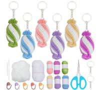 FREEBLOSS 6 Set Crochet Kit: Crochet Candy Keychain Kit with Video Tutorial & Tools for Adults & Beginners