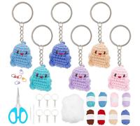 FREEBLOSS 6 Set Crochet Kit Crochet Dinosaur Keychain Kit Crochet Yarn and Hook Set Crochet Starter Kit with Video Tutorial Crochet Animal Kit Crafts for Adults Beginners Craft Enthusiast