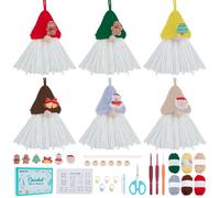 FREEBLOSS 6 Set Crochet Kit for Beginners Christmas Crochet Gnome Kit Yarn for Crocheting Starter Kits with Step by Step Video Tutorials Handmade Gnome Crafts for Adults Beginners