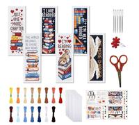 FREEBLOSS 6 Set Cross Stitch Bookmark Kit 11CT DIY Cross Stitch Kits Books Pattern Stamped Embroidery Kit with Instructions Bookmark Making Set for Adult Beginners 8x2.4inch