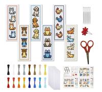 FREEBLOSS 6 Set Cross Stitch Bookmark Kit Cross Stitch Kit Farm Animals Stamped Cross Stitch Bookmark with English Instruction Cross Stitch Kits for Adults DIY Bookmark Kit 8.7''x3.15''