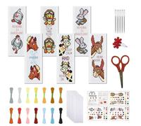 FREEBLOSS 6 Set Cross Stitch Bookmark Kit, Farm Animals Pattern DIY Bookmarks Cross Stitch Kits for Beginners, Stamped Embroidery Bookmarks, Cross Stitch Kits for Adults