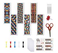 FREEBLOSS 6 Set Cross Stitch Bookmark Kit Geometric Pattern Stamped Cross Stitch Kit DIY Cross Stitch Beginners Kit Embroidery Bookmarks Kit for Adults Beginners with Clear Instructions