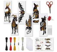 FREEBLOSS 6 Set Cross Stitch Bookmark Kits Animaux Pixels Pattern Stamped Cross Stitch Kit 11CT Embroidery Kit with Instructions for Beginners 20x6cm/8x2.4inch