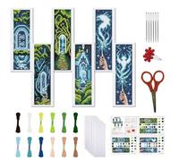 FREEBLOSS 6 Set Cross Stitch Bookmark Kits,DIY Bookmarks Cross Stitch Kits, Magical World Pattern Stamped Embroidery Bookmarks for Beginners Embroidery Kit for Everyone DIY Embroidery Bookmarks