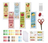 FREEBLOSS 6 Set Cross Stitch Bookmark Kits for Beginner Interesting Proverbs Stamped Cross Stitch Kit DIY Embroidery Bookmark Kit with Instructions 8'' x 2.4''