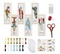 FREEBLOSS 6 Set Cross Stitch Bookmark Kits Tarot Themed Stamped Cross Stitch Kit Embroidery Bookmarks Cross Stitch Bookmarks Embroidery Kit for Adults Beginners with Clear Instructions