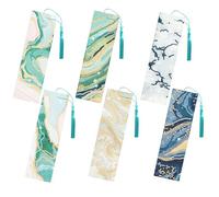 FREEBLOSS 6 Set DIY Diamond Painting Bookmarks with Crystal Pendant Marbling Pattern Bookmark Diamond Art Kits with Instructions for Beginners Book Lovers Small Gifts, 2.2"x7.6"