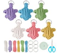FREEBLOSS 6 Set DIY Macrame Keychain Kit Turtle Macrame Keychains Macrame Turtle Keychain Kit Boho Macrame Keychain Kit Macrame Kits for Beginners with Video Tutorial Boho Keychains for Women
