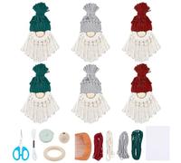 FREEBLOSS 6 Set DIY Santa Claus Kit DIY Macrame Santa Claus for Christmas Tree Decor Christmas Tree Hanging Gnomes Santa Elf Christmas Decorations