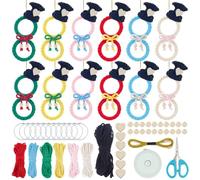 FREEBLOSS 6 Set Macrame Kit Macrame Snowman DIY Christmas Tree Ornaments with Instruction Kits for Adults Beginners Hanging Decor for Christmas Handmade Craft Enthusiasts Gift