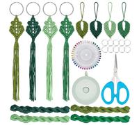 FREEBLOSS 6 Set Macrame Leaf Kit Macrame Tassels Keychain Kit Leaf Hanging Ornament Macrame Kit for Macrame Fans with String Creative Macrame Kit Craft for Adults
