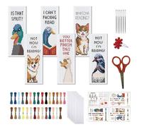 FREEBLOSS 6 Set Reading Theme Cross Stitch Bookmark Kit Stamped Animals Cross Stitch Kit Stamped Embroidery Bookmark with Instruction Cross Stitch Kits for Adults DIY Bookmark Kit 8.66''x3.14''