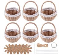 FREEBLOSS 6 Set Woven Basket Kit DIY Basket Making Set Wicker Baskets Kit for Beginners with Basket Weaving Supplies Multifunctional Hand-Woven Storage Box