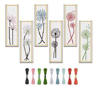 FREEBLOSS 6 Sets Dandelion Cross Stitch Bookmark Kits for Beginners 22 * 8cm Cross Stitch Kit with Instructions Full Kit of Cross Stitch Handmade Bookmark