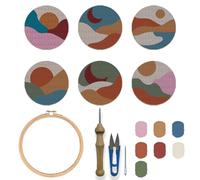FREEBLOSS 6 Sets Punch Needle Kit Landscape Punch Needle Coaster Punch Embroidery Kit Punch Needle Embroidery Rug Punch Needle Kit Needle Punch Kit Needle Punch Kit for Beginners