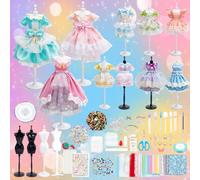 FREEBLOSS 600+Pcs Fashion Designer Kits Creativity DIY Arts & Crafts, with 4 Mannequins All in One Box Clothes Sewing Kit for All Ages Birthday Gift