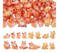 FREEBLOSS 62pcs Mini Resin Fox Figures Bulk Tiny Resin Fox Decor Multiple Styles Mini Animals for Dollhouse, Fairy Garden, Micro Landscape, Tabletop Decor,1.6-4.3cm