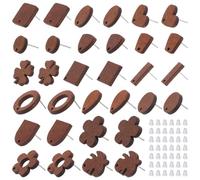 FREEBLOSS 64Pcs 0.26''- 0.87'' Natural Wooden Stud Earrings Posts with 70Pcs Earring Back Various Styles Wooden Earring Studs Findings with Hole for DIY Craft Jewelry Making Women Gift