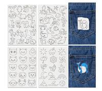 FREEBLOSS 66Pcs Water Soluble Hand Sewing Embroidery Stabilizers Simple Animals Stick and Stitch Embroidery Paper Hand Sewing Stabilizer for Fabric Self Adhesive Wash Away Stabilizer for Hand Sewing