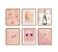 FREEBLOSS 6Pcs Canvas Wall Art Wine Wall Art Prints Unframed Wine Pattern Posters for Dining Room Canvas Wall Art Bedroom Modern Pictures Posters for Living Room 20 * 25cm
