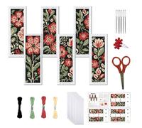 FREEBLOSS 6Pcs Cross Stitch Bookmark Kit for Adult Beginners Flowers Pattern Stamped Cross Stitch Kits with Instructions Self-Adhesive Felt Embroidery Bookmark Kit for Starters Adults Gift 8x2.4''