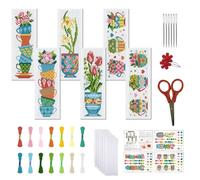 FREEBLOSS 6PCS Cross Stitch Bookmark Kit Tea Cup Pattern Cross Stitch Bookmarks Kit for Beginner DIY Stamped Embroidery Bookmark Kit DIY Bookmarks Cross Stitch Kits for Beginners