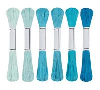 FREEBLOSS 6Pcs Sashiko Thread Sashiko Skein 6 * 50M Pure Cotton Embroidery Thread Japanese Sewing Threads Quilting & Embroidery Sewing Kit Supplies 6 Lake Blue Theme Colors