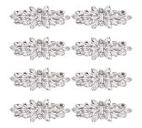 FREEBLOSS 8 Pcs Rhinestone Crystal Applique Iron on Rhinestone Crystal Patches Applique Sequin Embellishments for Bridal Wedding Clothing 7.5x3cm/3x1.2inch