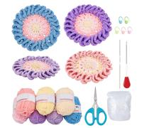 FREEBLOSS 8 Set DIY Coaster Flower Set Crochet Coaster Kit Crochet Flower Kit Complete Starter Crochet Kit for Beginners with Video Tutorials for Adults Decoration