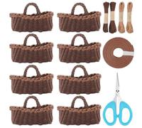 FREEBLOSS 8 Set Miniature Rattan Basket kit DIY Basket Making Kit with Handles Mini Easter Baskets for Tiny Birthday Party Favors or Baby Shower