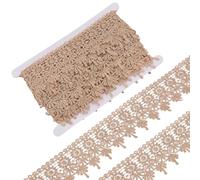 FREEBLOSS 8 Yards Gold Lace Trim Vintage Lace Ribbon Trims 7cm Width Ribbon Lace with Flower Pattern for Sewing Lace Fabric Roll Ribbons for Wedding Dresses DIY Handicrafts