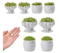 FREEBLOSS 8Pcs Dollhouse Miniature Plants Mini Potted Plants Set -4 Styles Realistic Artificial Flower Garden Beds Tiny Greenery Accessories for 1:12 Dollhouse Fairy Garden & Micro Landscape Decor