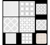 FREEBLOSS 8Pcs PET Sashiko Stencils Sashiko Template Pattern 2 Sizes Embroidery Stabilizers Drawing Line Templates for Sewing Hand Quilting, 5.5"/8.6"