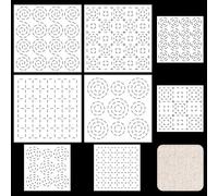 FREEBLOSS 8Pcs PET Sashiko Stencils Sashiko Template Pattern 2 Sizes Embroidery Templates Drawing Line Templates for Sewing Hand Quilting, 5.5"/8.6"