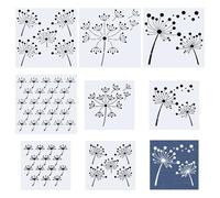 FREEBLOSS 8pcs Sashiko Stencils Plastic Sashiko Template Square Dandelion Embroidery Patterns Drawing Line Templates for Sewing Hand Quilting 5.5"/8.7"