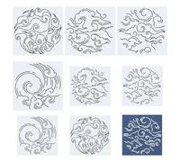 FREEBLOSS 8pcs Sashiko Stencils Plastic Sashiko Template Square Surf Embroidery Patterns Drawing Line Templates for Sewing Hand Quilting 5.5"/8.7"