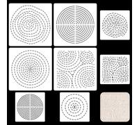 FREEBLOSS 8Pcs Sashiko Stencils Sashiko PET Template Annual Ring Embroidery Template for Hand Quilting Sashiko Patterns Templates Embroidery Stencils 2 Sizes 8.7’‘/5.5’‘