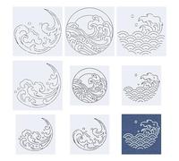 FREEBLOSS 8Pcs Sashiko Stencils Sashiko PET Templates Auspicious Cloud Embroidery Patterns Drawing Line Template for Hand Quilting Embroidery Supplies 8.7 * 8.7"/5.5 * 5.5"