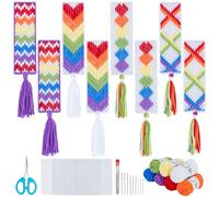 FREEBLOSS 8set Plastic Canvas Bookmark Kit Rainbow Plastic Canvas Patterns Plastic Canvas Cross Stitch Plastic Canvas Embroidery Kits Mesh Plastic Canvas Kit with Instructions